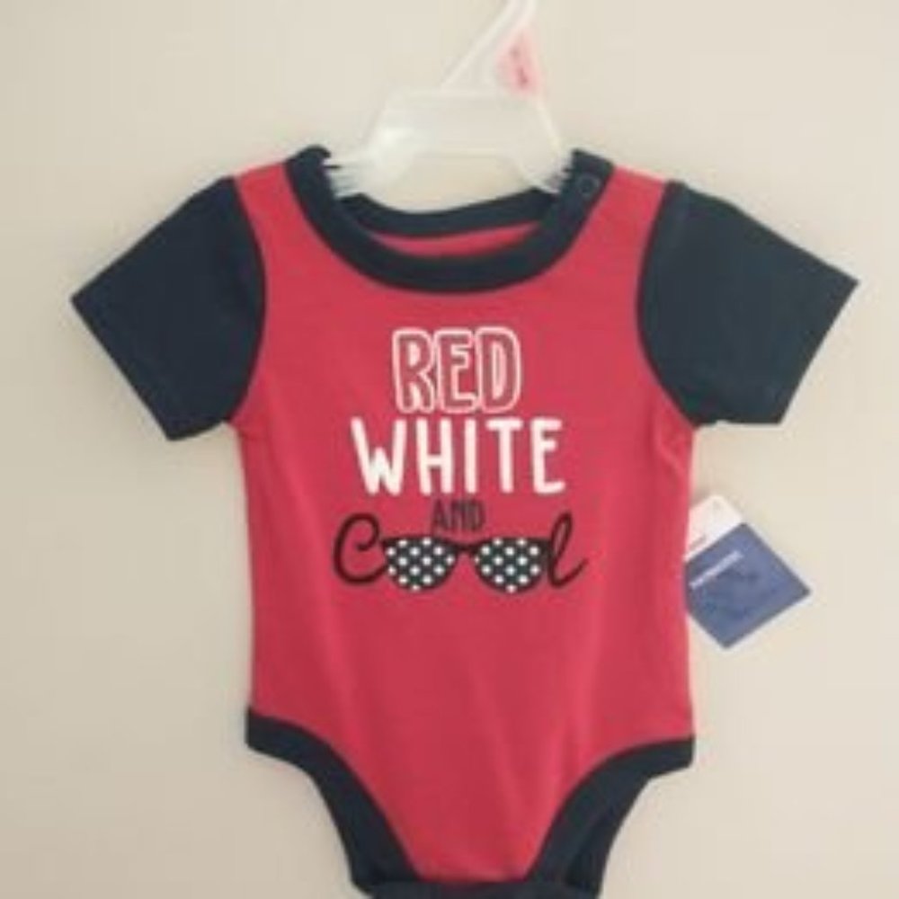 CELEBRATE PATRIOTIC baby boy girl 0-3 month red white blue onesie Unisex k-221